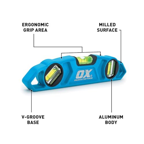 OX Pro Magnetic Torpedo Level 9 in Die Cast Aluminum 3 Vial