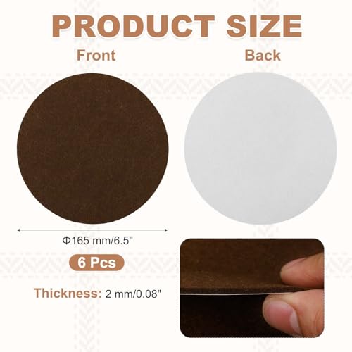 uxcell 6Pcs Lamp Base Felt, 6.5 Inch Dia 2mm Thick Adhesive Round Soft Felt Furniture Pads, Non-Slip Anti-Scratch Backed for Reading Light Table Lamp DIY Craft, Coffee - color: Coffee, size: 6.5 inch