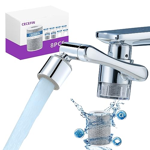 CECEFIN Sink Filter for Bathroom/Kitchen Water Faucet Extender, 1080 Swivel - color: C- Silver2- Filtered Swivel Aerator