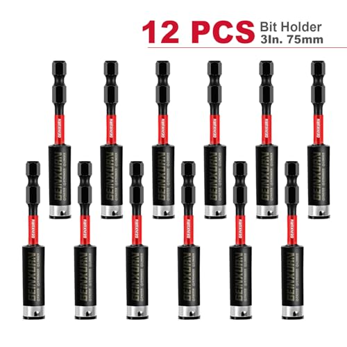 Geinxurn 12PACK Impact Magnetic Screwdriver Bit Holders, 3Inches Extension Socket Drill Bit Holder S2 Alloy Steel Hex Shank Quick-Change Drill Bit Guide - style: 3INCHES -Bit Holder-12PCS