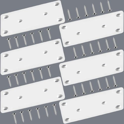 6 Pack White Mending Plates 3.94 x 1.93 x 0.08 inch Flat Brackets | Stainless Steel Heavy Duty Straight Brace for Wood Furniture, Fence Repair & Joining Includes Screws for Fastening & Fixing - size: 3.94 x 1.93 x 0.08 inch/100 x 49 x 2 mm