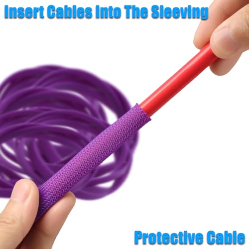 25ft PET Expandable Braided Cable Sleeve 1/6inch(4mm) Pet Braided Cable Sleeve for Audio Video Device Wire Automotive Wire (Purple) - color: Purple, size: 4mm"(1/6 inch)