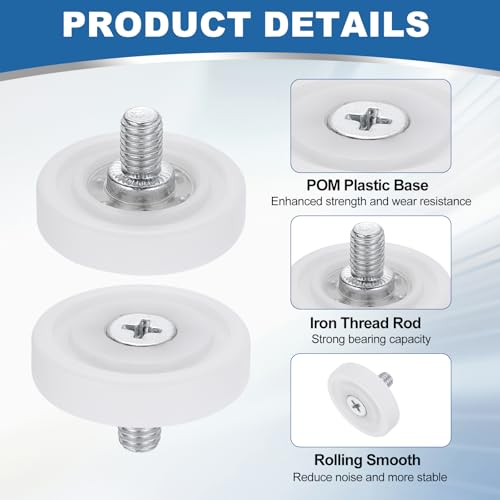 uxcell 6Pcs 29mm Drawer Rollers,M6x0.35 Thread Plastic Positioning Pulley - size: 29mm M6 x 0.35"