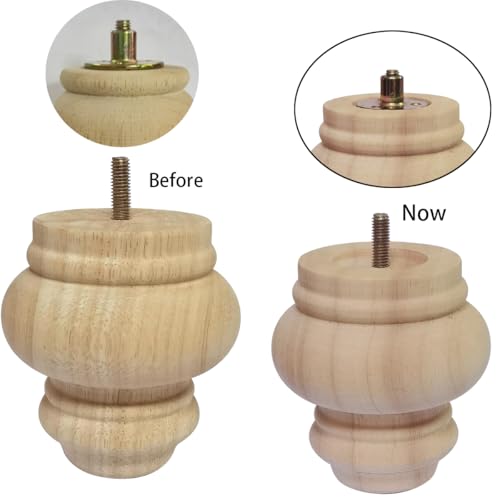 4 Inch Wooden Bun Feet Sofa Replacement Parts Round Furniture Legs Unfinished Sofa Couch Chair Ottoman Replacement Legs Solid Wood Cabinet Legs Set of 4 (4 inch Unfinished) - size: 4 inch Unfinished