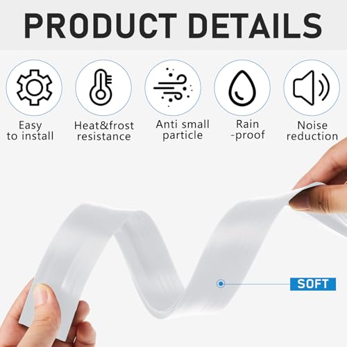 Pushglossy 28 ft Vinyl Sliding Screen Door Bug Seal Strip, White - color: White