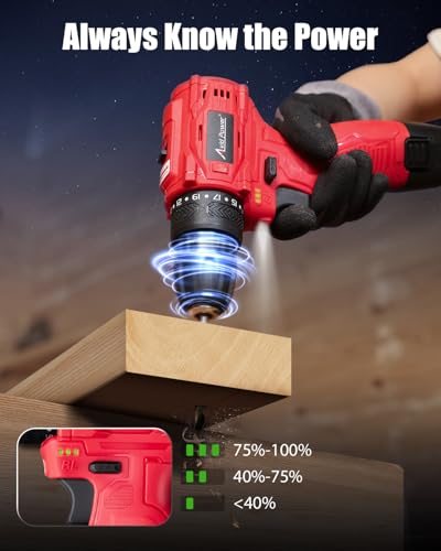 AVID POWER 12V Brushless Cordless Power Drill Driver Set 28Nm 2.0Ah Battery - color: Red