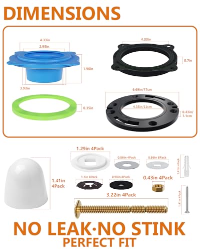Elastic Wax Ring Toilet Flange Repair Kit for 3" & 4" Pipes, Universal Fit - style: Elastic Wax Ring Flange Kit Blue