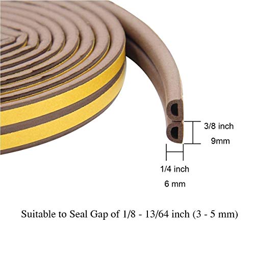 CloudBuyer Door & Window Weather Stripping, Soundproof Insulation Seal Strip with Self-Adhesive Rubber Collision Protection, 16.5 Ft (Brown) - color: Brown, size: 16.5Ft