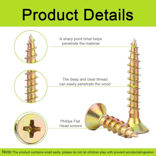 #4 Wood Screws Set, 500pcs Flat Head Self Tapping Short Screws Kit - color: M3-Zinc, size: 500PCS
