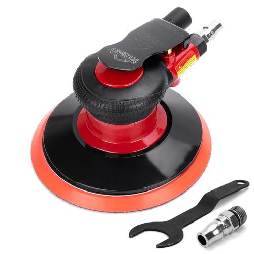 Professional 6" Dual Action Random Orbit Air Sander, Pneumatic Palm Sander, Low Vibration, Heavy Duty - color: Red, size: 6 inch