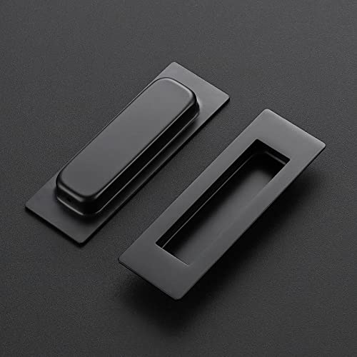 Ravinte 4 Pack Black Sliding Closet Door Handles, Flush Pulls 4.72in Length - color: Black, size: 120mm
