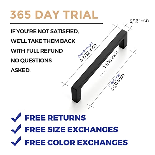 Ravinte Matte Black Cabinet Pulls Slim Cabinet Handles 3-3/4 Inch 30 Pack - size: 3-3/4" Hole Center