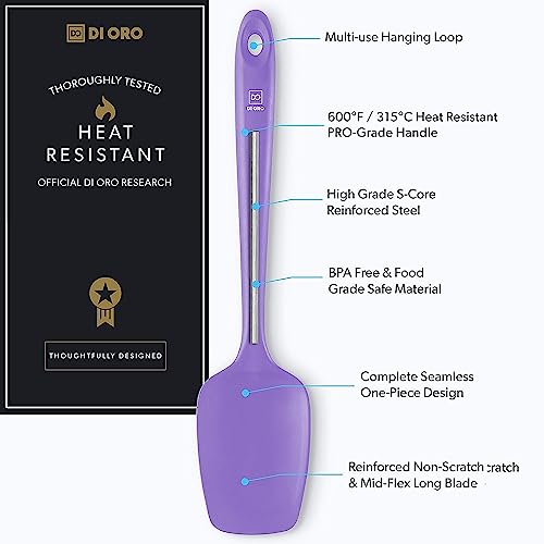 DI ORO Silicone Spoonula - Spoon Spatula, 600F Heat Resistant, Lavender - color: Lavender