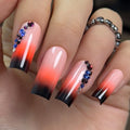 CurvLife Long Press On Nails, Ombre Rhinestone, Soft Gel - color: Ombre Nails with Rhinestones