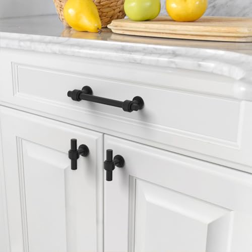 Amerdeco 10 Pack Matte Black Cabinet Pulls 3.75 Inch(96mm) Hole Center Drawer Pulls Cabinet Hardware Kitchen Cabinet Handles for Bathroom Dresser Pulls ZH0069 - color: Matte Black, size: 3.75" Hole Center