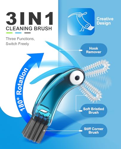 3 in 1 Cup Lid Cleaning Brush 3 PCS - Home Kitchen Multifunctional Cleaning Brush Set, Gap Cleaner Brushs and Portable Travel Bottle Lid Cleaner Tools (Multicolor)
