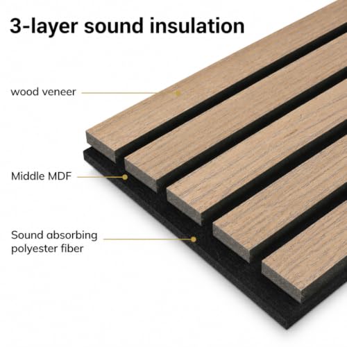 5 Pcs Wood Slatwall Panels Large Acoustic Panels for Wall 47.2 x 23.6 x 0.4 Inch Soundproof Sound Dampening Wood Veneer Sound Absorbing Wall Panel for Bedroom Home Studio Office (Walnut) - color: Walnut