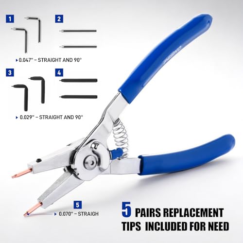 8-Inch Snap Ring Plier Internal/External with Interchangeable Tips - size: 8-Inch