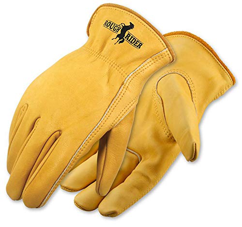 Galeton 25001PR-M, Rough Rider Premium Leather Driver Gloves With Elastic Back, Medium, Gold (Pack of 1) - size: Medium (Pack of 1)