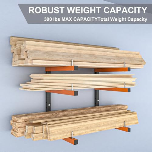 Lumber Storage Rack Wall Mount, Foldable 9-Level Wood Storage Rack - size: D-6 Pack