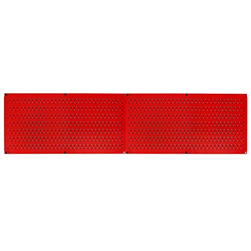 Wall Control Pegboard Rack Horizontal Metal Pegboard Garage Tool Storage Pack - Two 32-Inch Wide x 16-Inch Tall Easy To Install Peg Boards (Red) - color: Red