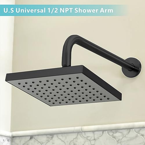 Shower Arm with Flange, 15 Inches Wall Mount Replacement Extension Showerhead Arm For Fixed Shower Head, Matte Black - color: Matte Black, style: 15 Inch