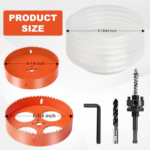 6-1/4+4-1/4 inch Hole Saw for Recessed Lights with Dust Bowl Catcher, 2pcs - size: 6-1/4+4-1/4 inch