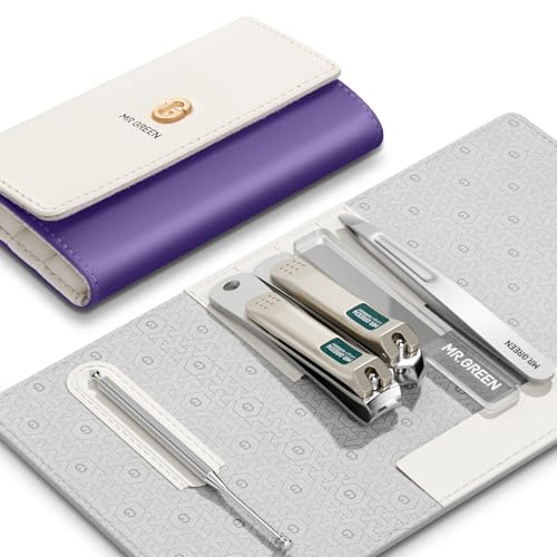 MR.GREEN Colorful Manicure Set Practical Pedicure Kits Nail Clippers Personal Care Tools Facial Hair Scissors with Fashion Case (Mr-6684 Purple) - color: Mr-6684 Purple