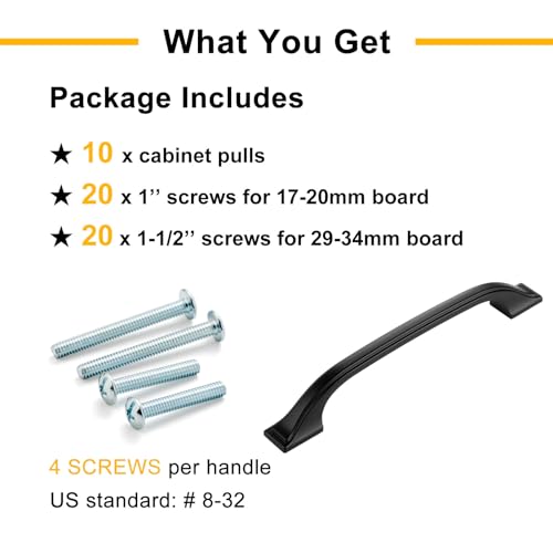 Matte Black Cabinet Pulls 5 Inch Solid Drawer Pulls 10 Pack 8222 - color: Matte Black, size: 5 Inches, style: 10 Pack Arch Pull