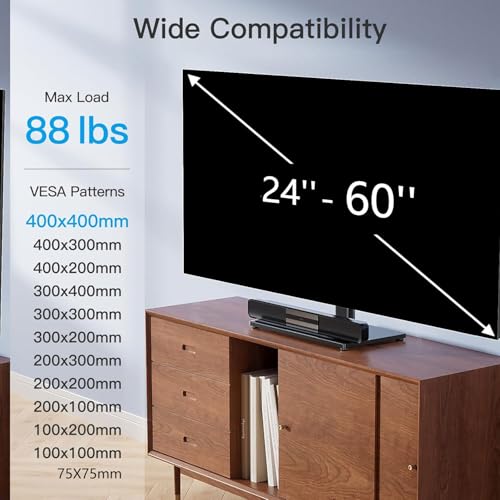 PERLESMITH Universal TV Stand Legs for 24-60 inch TVs to 88lbs with Mount - size: 24-60 Inch with swivel