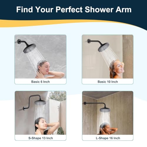 BRIGHT SHOWERS Solid Brass Shower Arm with Flange, 10 Inch Shower Pipe Arm - color: Oil Rubbed Bronze, style: Basic 10 Inch