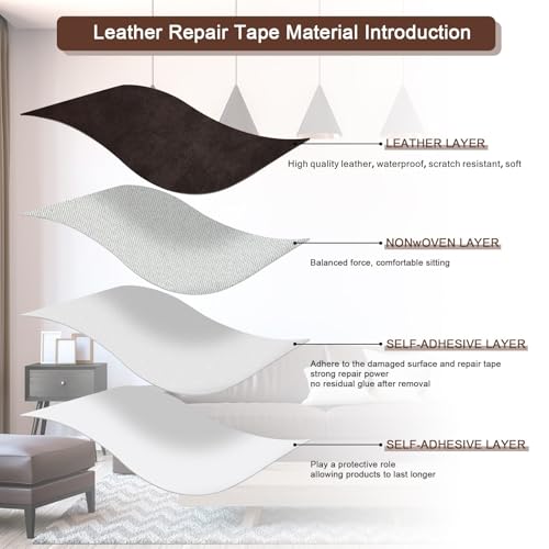 JDLUGH Sofa Leather Repair Patch Tape, 8.2x11 Inch, 2PCS, Dark Brown - color: dark brown, size: 8.2x11 Inch