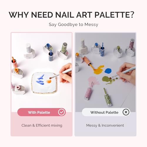 MelodySusie 1PC Square Resin Nail Art Palette with Mixing Spatula White - color: White Square With Spatula