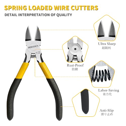 BOOSDEN Wire Cutter 5 inch Cutting Pliers Diagonal Cutter Snipper 5 Pack - size: 5"- 5 Pack