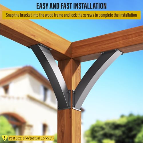 Heavy Duty 45 Degree Angle Support Bracket 4"×4" (Actual: 3.2"×3.2") Wood Beam Support Hardware Degree Post Bracket for Gazebos Pagola Porches 2Pcs - size: 4"×4"