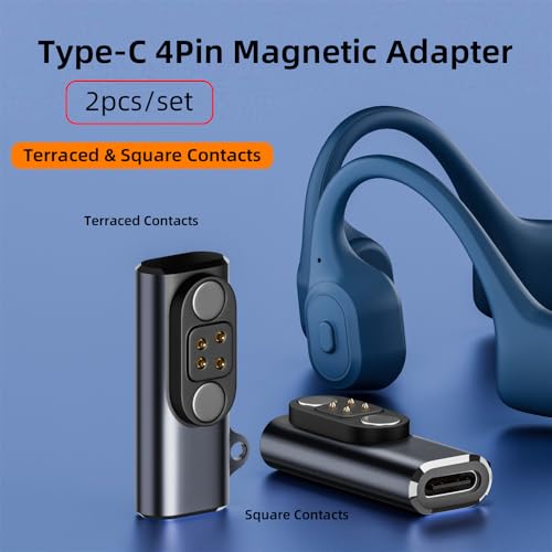 2pcs/lot Magnetic Charging Adapter USB Type-C to Pitch 2.5mm with 4-Pin Terraced Square Contacts Compatible with Bone Conduction Headphone - style: Pitch 2.5mm