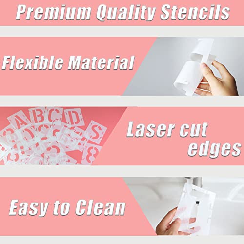 YEAJON 1.5 Inch Letter Stencils Symbol Numbers Craft Stencils, 42 Pcs Reusable Alphabet Templates Interlocking Stencil Kit for Painting on Wood, Wall, Rock, Sign, DIY Art Projects - size: 1.5 inch