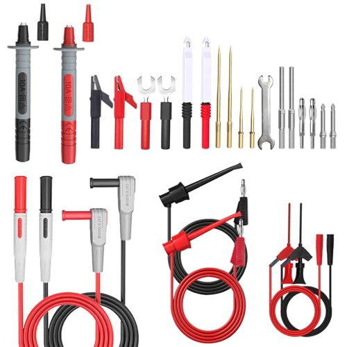Multimeter Test Leads Kit,25PCS Current Probes with Replaceable Alligator Clips,Precision Sharp Probe,Test Hook,Test Tweezer,Wire Piercing Test Probe for Digital Electrical Multimeter Testing - color: Test Kit-3
