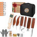 Wood Carving Kit, 30-Piece Professional Whittling & Carving Tool Set with Walnut Handle Knives, Detail Gouges, Sharpening Stone, Strop & Cut-Resistant Gloves for Adult Hobbyists and Craft Use - color: 30-piece Wood Carving Tools