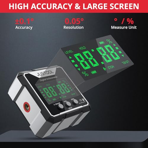 JUSTOOL Mini Digital Angle Gauge Magnetic Angle Finder with Dual Laser - color: Grey