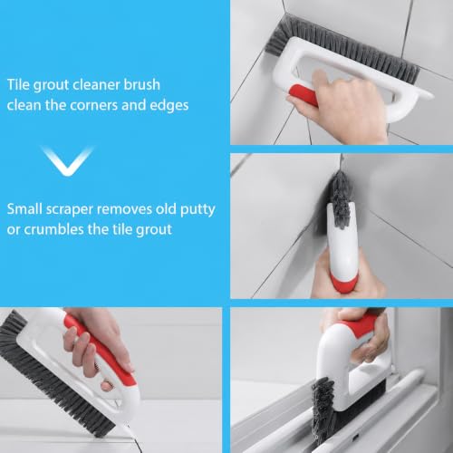 Lumkew Grout Cleaning Brush for Cleaner Tile Floors, Red, 1Pcs - color: Red