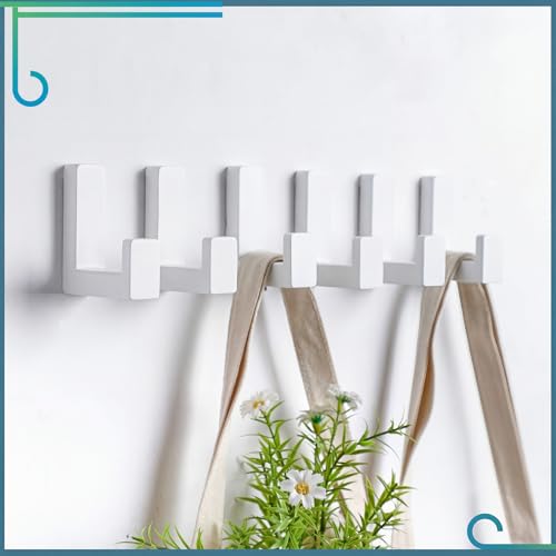 Teenyyou 6 Pcs Cute Kids Wall Hooks Adhesive for Backpack White - color: White