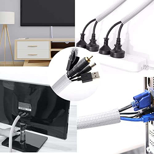 Cable Management Sleeve, Split Design, 10FT - 1.25 Inch, White - color: White, size: 1.25"-10ft