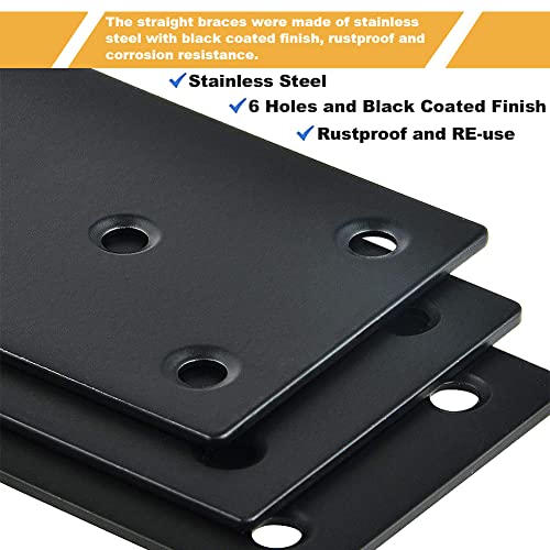 20Pack 4x2 Inch Black Flat Mending Plates Flat Bracket, Stainless Steel Mending Joining Plates Repair Fixing Bracket for Wood Furniture Fence - size: 100MM-Black