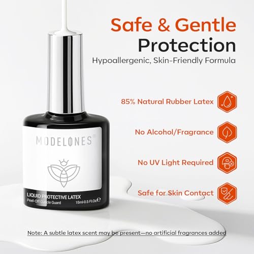 modelones Liquid Latex for Nails, 2 pcs Peel Off Gel Nail Polish Barrier - color: Liquid Latex for Nails White