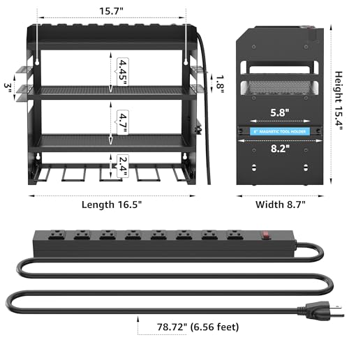 HUPBIPY Modular Power Tool Organizer Wall Mount Drill Holder Garage Shelf - color: Black 1 pack