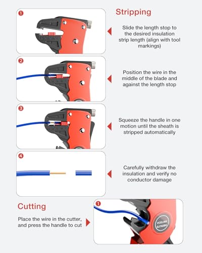 VCELINK Automatic Quickstrip Wire Stripper & Cutter 2-in-1, Black - color: Black