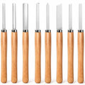 Hanpex 8 Piece Heavy Duty Wood Turning Chisel Set, Lathe Chisel Cutting Tools, (3) Gouge (1) Round Nose (1) Spear Point (2) Skew and (1) Parting Tools for Beginner to Professional