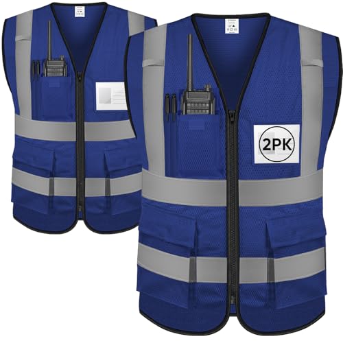 TICONN High Visibility Reflective Safety Vest for Men & Women, ANSI Class 2 - color: Blue, size: Small