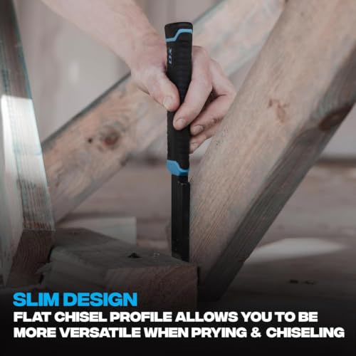 OX Pro 1" Replaceable Tip Wood Chisel with Sheath - Full Tang, Extra Tips | Holster Mounts to Tool Belt & Molle Systems, Reinforced Striking Cap Resists Bending, Slim Ergonomic Grip, Precise Control